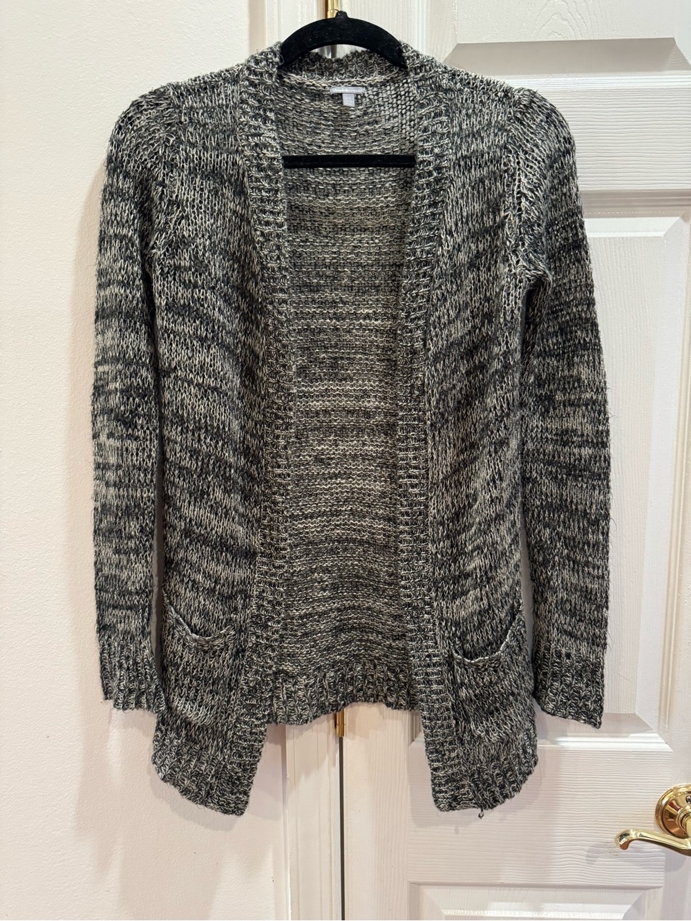 Charlotte Russe Open Knit Cardigan Women’s Black White Marbel Sweater Size XS